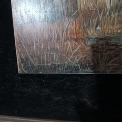 Hand Painted Nature Landscape Birds On Quartz Tile Signed By Artist Mclaughlin