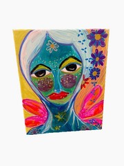 Blue Fairy Outsider Art Acrylic Fantasy Painting On Canvas Blue Fairy