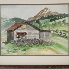 Vintage Charlotte Lang 1995 Original Watercolor Painting Mountain Landscape Art