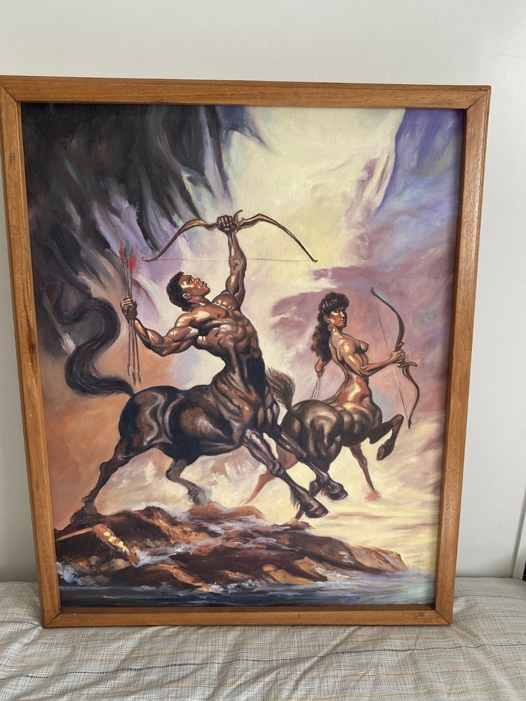 Painting of Centaurs Hunting on Shoreline by Underground Nigerian Street Artist