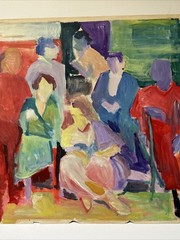 Vintage Expressionist Painting People Portrait Abstract Modernism Modernist