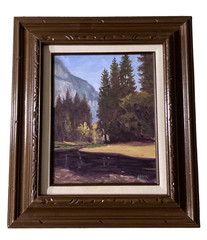 RARE Vintage Fred Choate Idaho Mountains Forest & River Original Oil Painting
