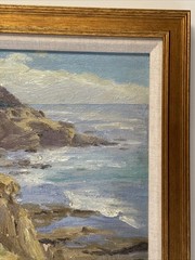 ANTIQUE CALIFORNIA BEACH PAINTING COASTAL IMPRESSIONIST CLIFFS SEASCAPE KEFFER