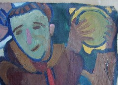 Ukrainian Soviet USSR Oil Painting fauvism Avant-garde portrait figure musician