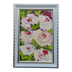 Peonies Flowers 3D Original Oil Painting Impasto Handmade Wall Art 6×4 in