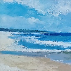 YARY DLUHOS Beach Ocean Seashore Seaside Coastline Original Art Oil Painting