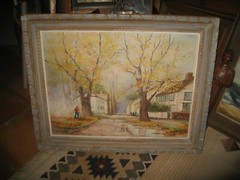 Fall Village Landscape Signed Rokes