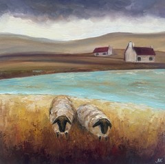 Scotland Painting sheep Original Art Scotland Landscape artwork Scottish Hills