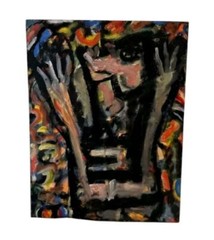 Abstract Expressionist Oil Painting with Hands on Board – 18×24,