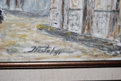 FRAMED SIGNED ORIGINAL OIL COLONIAL HAVANA STREET SCENE, CUBA ARTIST HECTO VIDAL