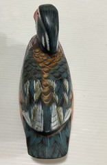 Wooden Duck Decoy Hand Painted In Vintage Style 14oz Red Bill Folk Art Primitive