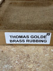 THOMAS GOLDE Brass Rubbing On Faux Granite Wall Hanging Decor Frame 14.5 x 8.5”