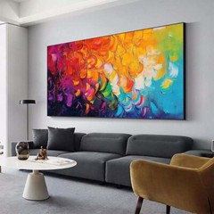 Hand painted Oil Painting Wall Art Living Room Decor Blue Modern Abstract