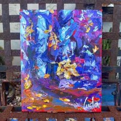 Abstract Nature Autumn Forest Fall Leaves Oil Painting on Canvas Size 10×8 inch
