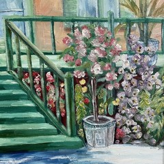Claude Monet House Giverny France Original Acrylic Painting Framed Canvas 26×22