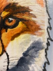 9 x 12 Original Acrylic Painting With Ink on Canvas…….“Staring Fox“