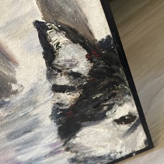 Original Oil Painting Husky 20” X 18” Cute Dog, Huskies Canvas & Wood Frame