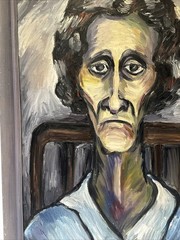 Antique Painting WPA WW2 Holocaust Museum Collection Large Sylvia Ludins Woman