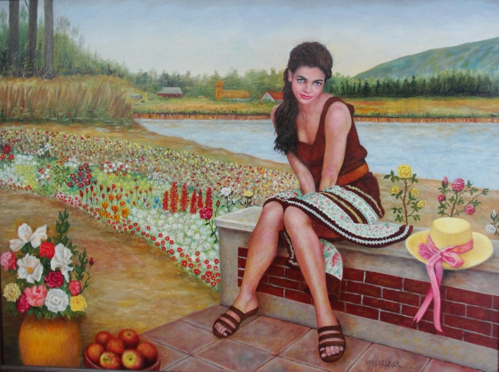 Oil Portrait Canvas on Plywood – 1998 – Floral Fantasy – Artist: Harry Beukelaer