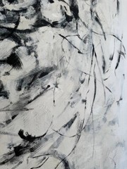 Black and White Painting | Huge Chaotic Strokes Swirling Patterns Zen Canvas Art
