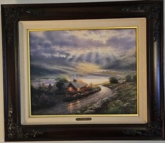 THOMAS KINKADE, „EMERALD ISLE COTTAGE“ S/N! LITHOGRAPH.28 1/4 X 24 1/4 FRAMED..