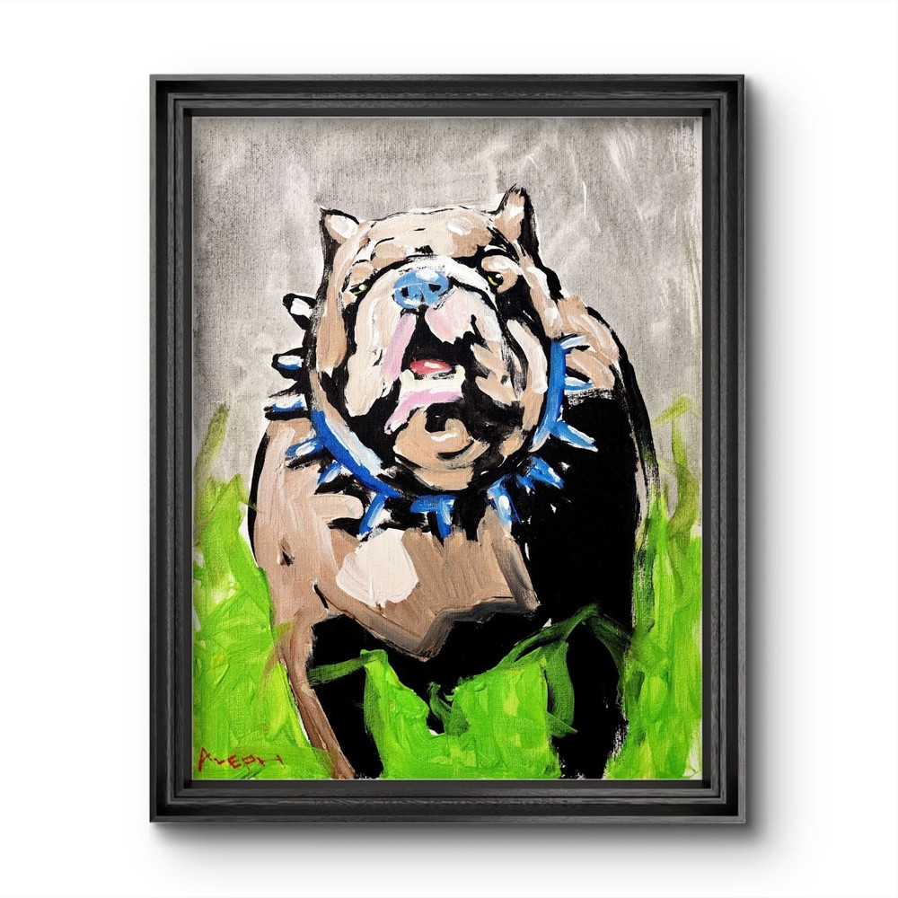 Bulldog Original Painting Abstract Expressionist Canvas 11×14 Dog Pet Portrait