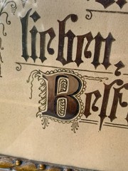 Biblical Passage Pen Ink Watercolor Calligraphy Illumination Romans 8:28 German
