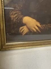 VINTAGE 1920’s. MONA LISA PAINTING Original Frame Authentication Slip And Frame