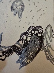 ACEO original mermaid and nephilim 2.5 x3.5