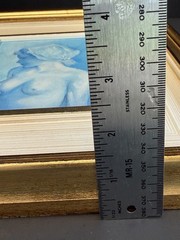 Vintage MCM Oil Painting Nude Portrait Woman In Blue Tones Framed EUC