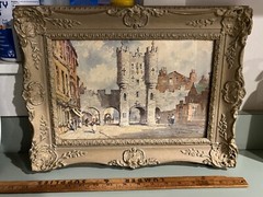 c.1910 City of York England watercolor painting signed TF Francis 12×7.5”