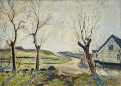Impressionist Landscape in Denmark Pederstrup Scandinavia 1945 Dated