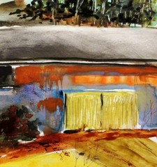 ORIGINAL Barn Landscape Watercolor Painting JMW art John Williams Impressionism