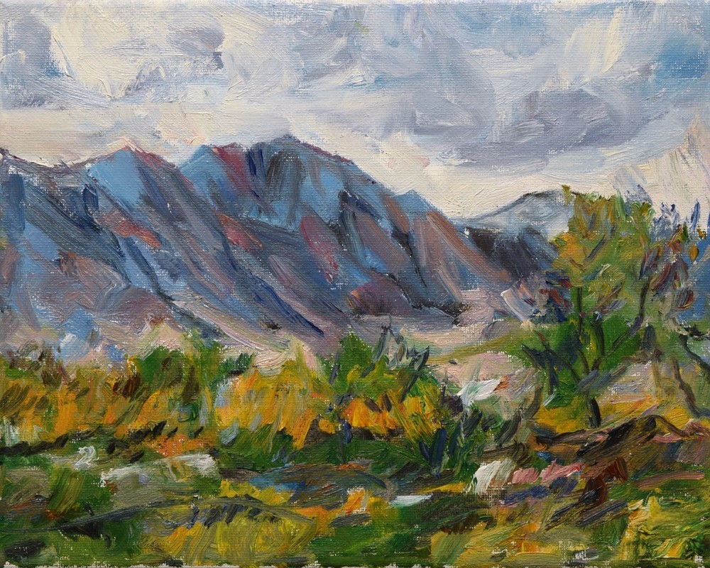 Art Original Oil Painting by RM Mortensen „Mountain View“ Valley Trees Desert