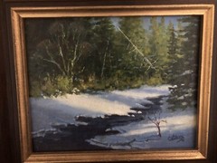 Clark Wilcox 8×10 Framed Original Oil Painting Winter Evening Shadows Wyoming