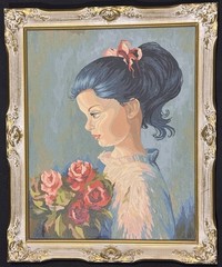 Large Flower Girl Paint By Numbers Painting