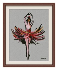 Atherton 9×12 Original Abstract Ballet Acrylic Painting „Dance Red Flame“ signed