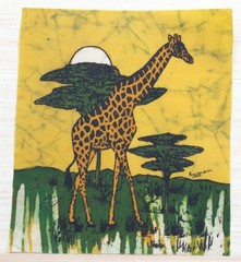 Original African Batik Cloth Painting Kenyan Artist Kiwanuka GIRAFFE 7.5″ x 8.5
