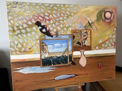 Original Art Surrealism Symbolism XL Gallery Canvas Oil Painting Gina Lemelin