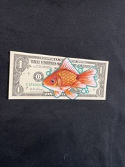 Goldfish 1 Dollar Bill Original painting Graffiti Art Street Art Tattoo Art