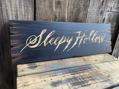 Halloween Sleepy Hollow Wooden Sign Carved Rustic Antique Look