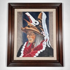 Tsimshian David Boxley Chieftain or Shaman Painting on Canvas PNW First Nations
