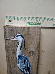 Blue Heron Painting On Barnwood Rustic Decor Wetlands Waterfowl Crane Art