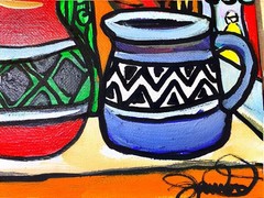 8”x10” Colorful Pottery Fair, Signed By Artist, Original Acrylic / Canvas/COA
