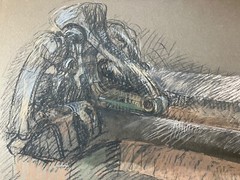 „““The prepared strike““, Wulfried Hengstenberg, 1979, coal/pastel, 70×50 cm“