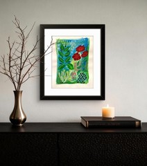 Original Abstract Floral Art 14×11 Paper Vibrant Modern Expressionist Painting