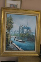 Vintage Signed Henry Rogers Oil Canvas Painting 20″x24″ Framed Notre Dame Paris