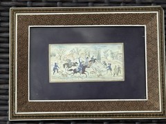 Vintage Persian Hunting Scene – Miniature Hand-Painted Artwork – Khatamkari Fram