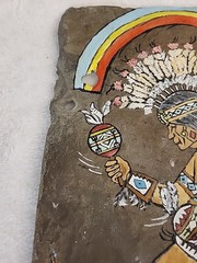 Vintage Carole Sandrock Oil on Slate Rattle Dancer Sioux Tribe 12″ x 10″