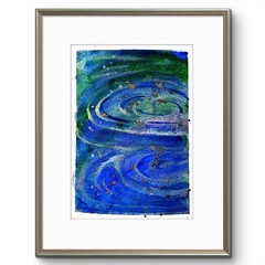 Colorful Water Ripples Abstract Impressionist Original Watercolor 5×7 Signed.
